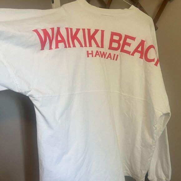 Vintage 90s crisp white Long Sleeve Waikiki Beach Spirit wear spellout XXL - Picture 2 of 5